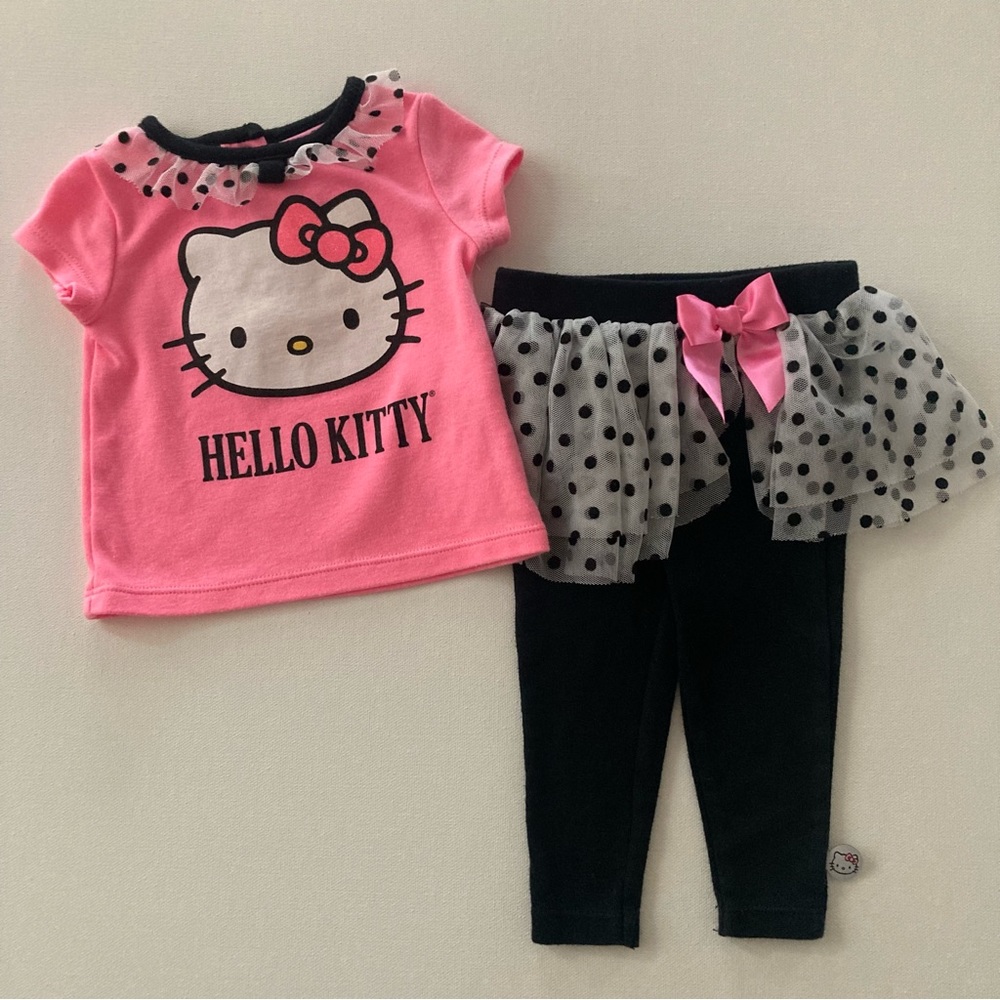 Hello Kitty 3-6 Months Baby Girl Pink Top & Tulle Pants Set Outfit